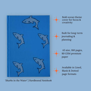 Hardbound Notebook - 'Sharks in the Water'