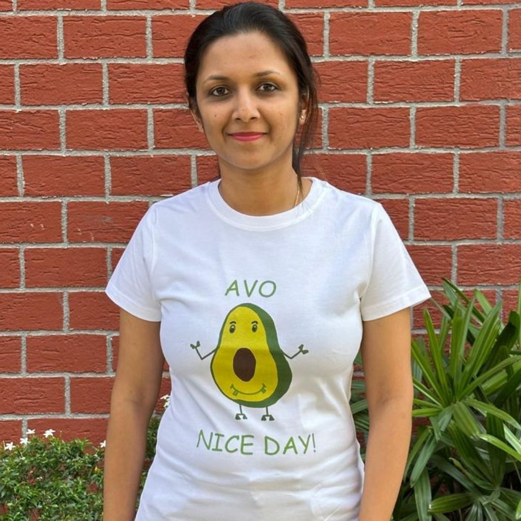 Printed Ladies T-Shirt (White) - 'Avo Nice Day!'