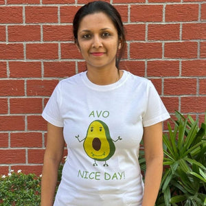 Printed Ladies T-Shirt (White) - 'Avo Nice Day!'