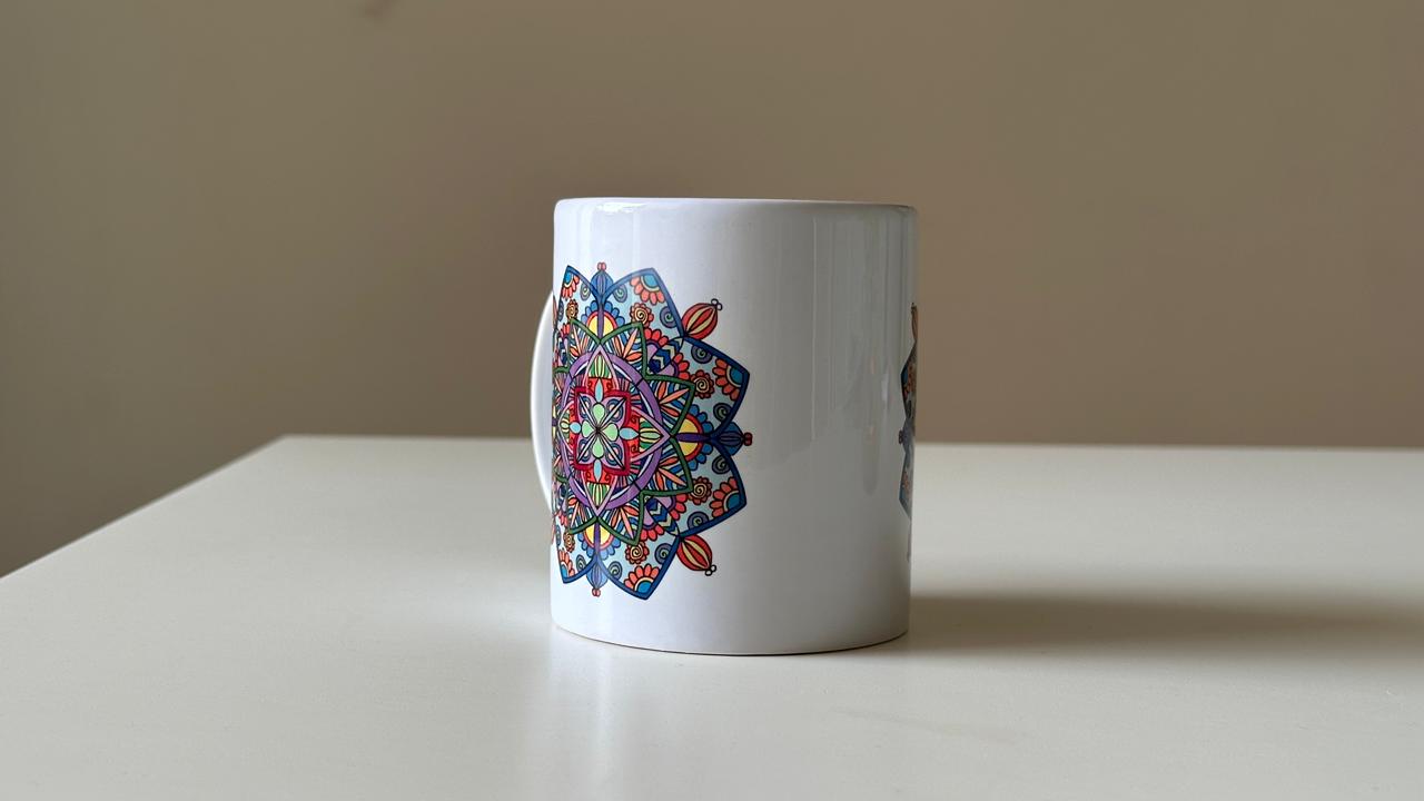 Ceramic mug with Mandala design