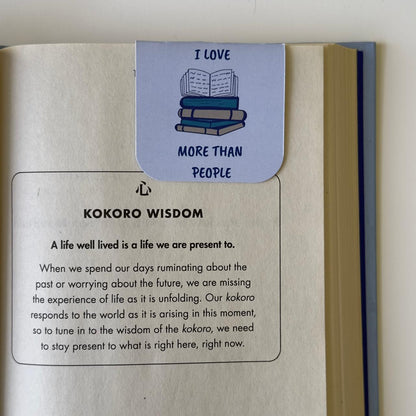 Magnetic Bookmark - 'I Love Books more than People'
