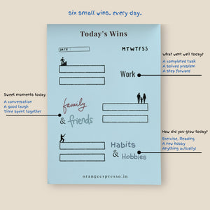 Blue inner page with features explained.