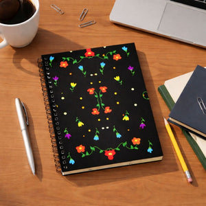 Spiral Notebook - 'Flowers at Night' in a styled lifestyle setting