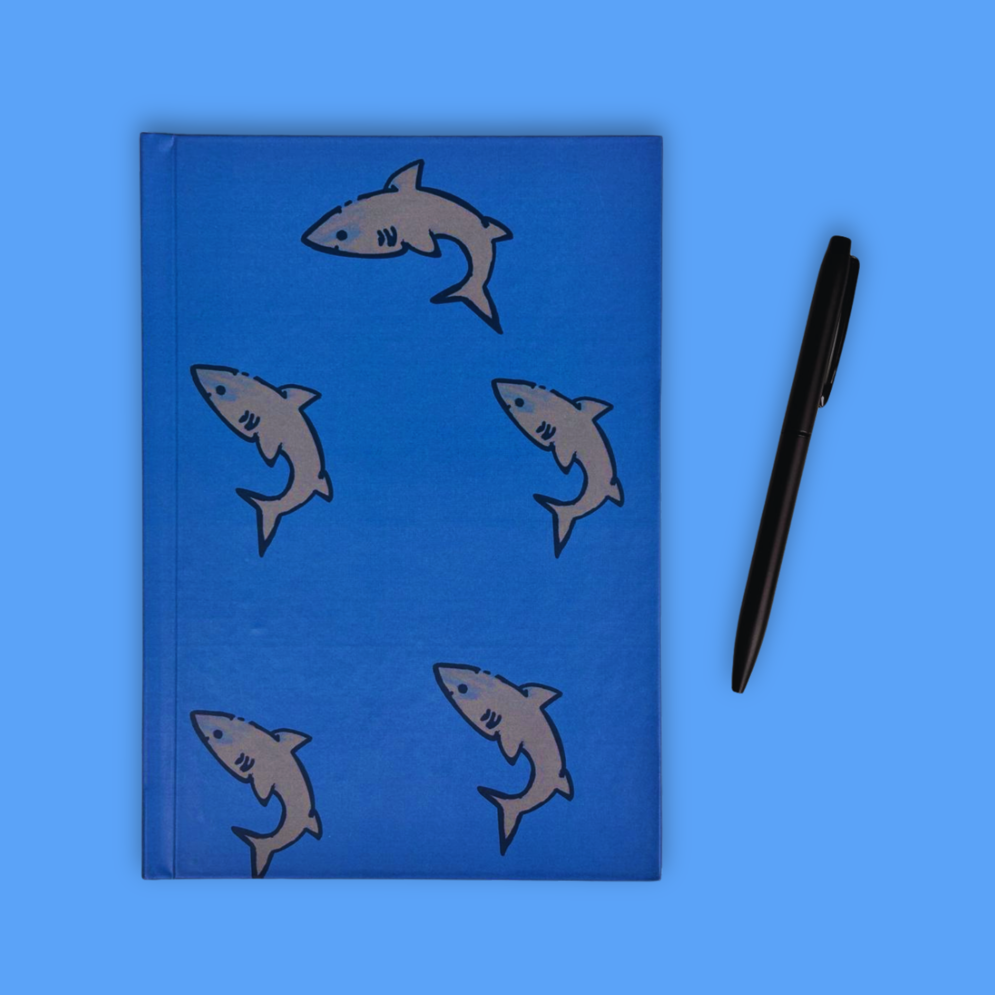 Hardbound Notebook – 'Sharks in the Water' | Orange Espresso