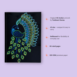 OE Atelier Softbound Notebook (100 GSM) - ‘Peacock in the Moonlight’