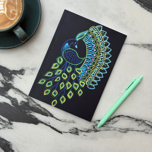 OE Atelier Softbound Notebook (100 GSM) - ‘Peacock in the Moonlight’ in a styled lifestyle setting