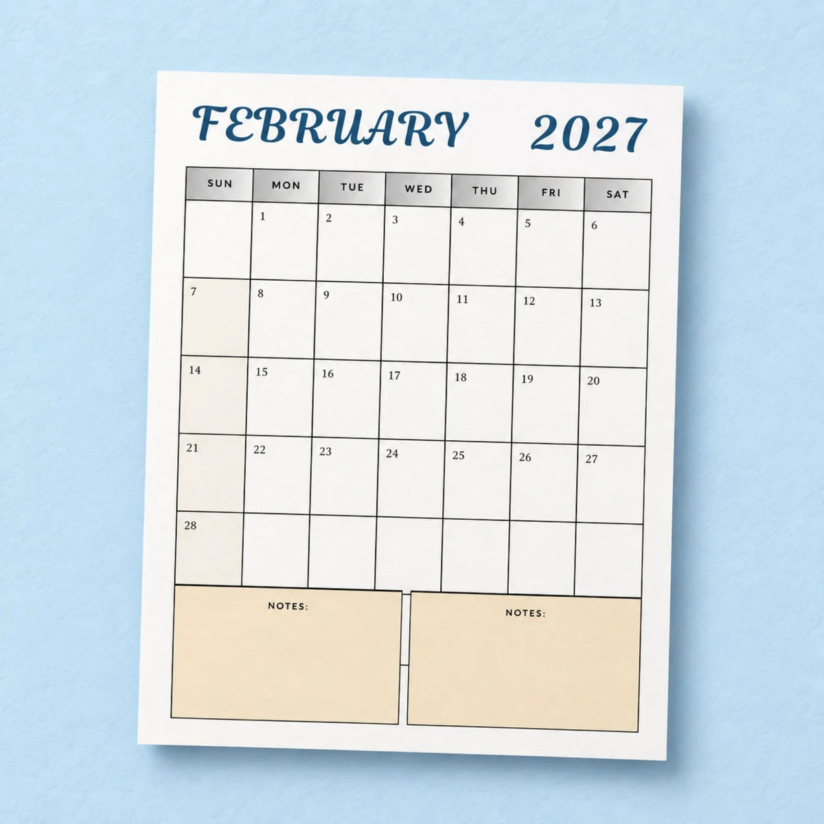 MONTHLY CALENDAR