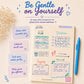 Wellness journal with daily prompts and a pen on a light background