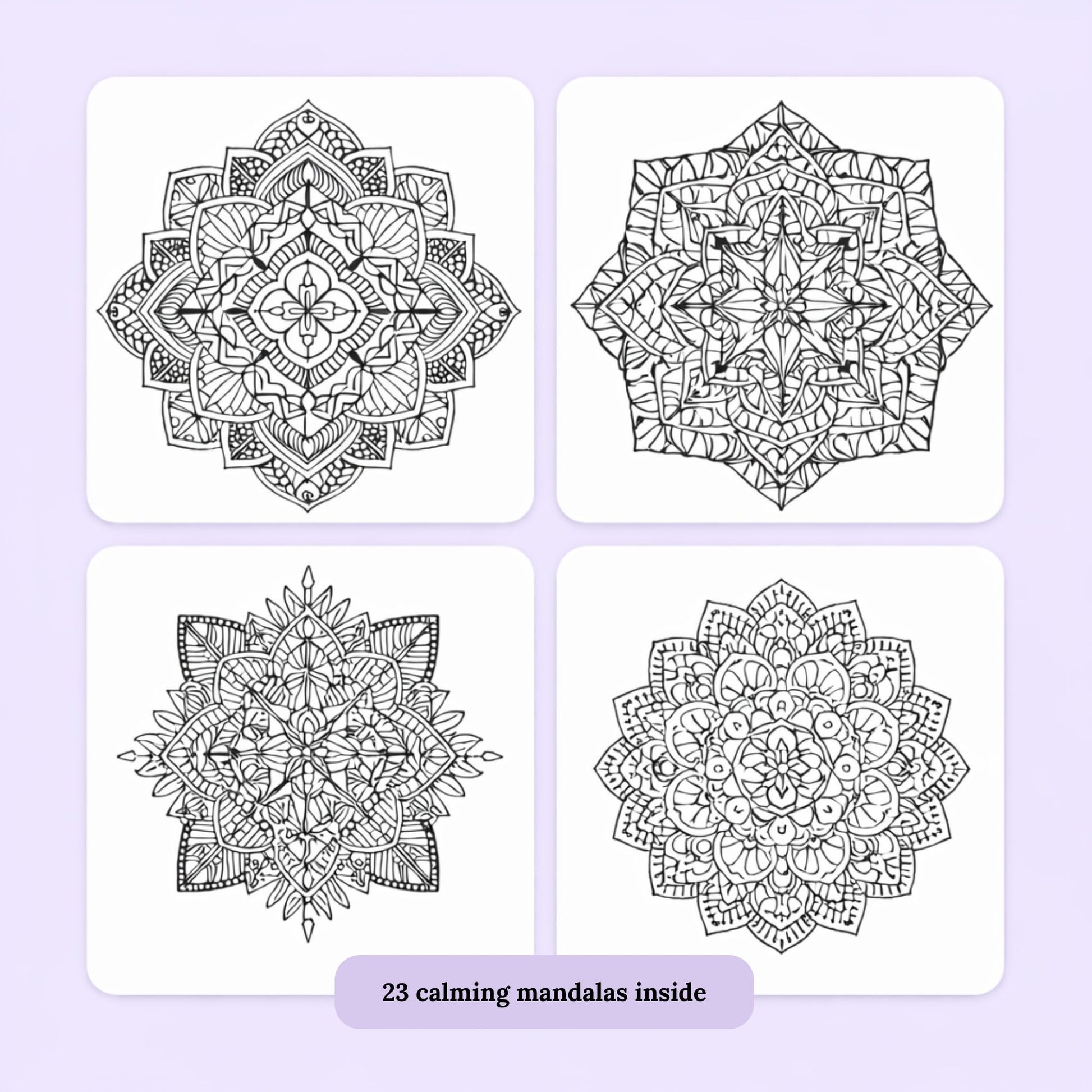 4 examples of mandala designs in the book